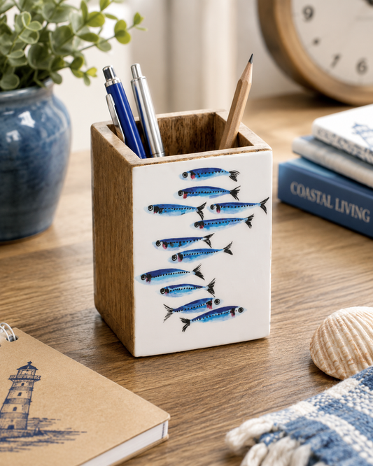 Pen Pot With Sardine Decoration