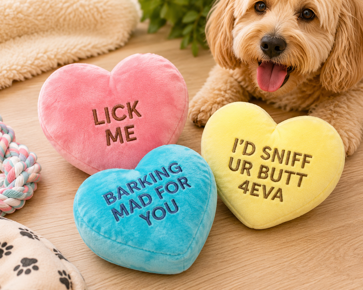 Candy Hearts 3 Pack Dog Toy