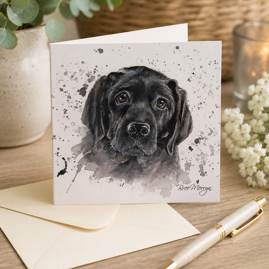 Bree Merryn, Fine Art Black Labrador Small Card To Post