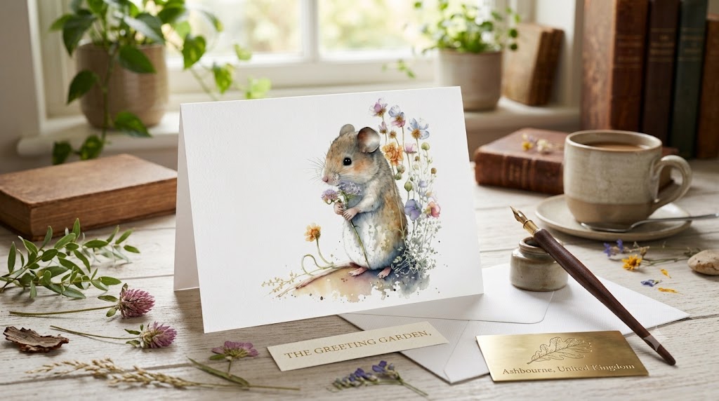 Dog Desk Mouse With Wild Flowers Deluxe Card