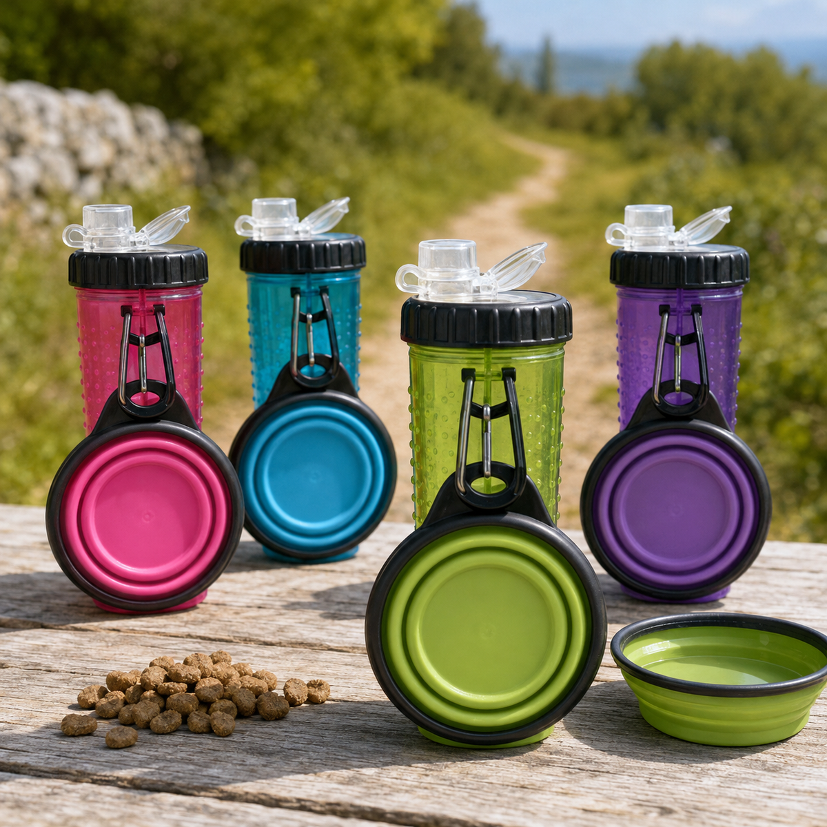 Dexas Popware Snack-Duo Dog Food & Water Bottle 360ml with Travel Cup