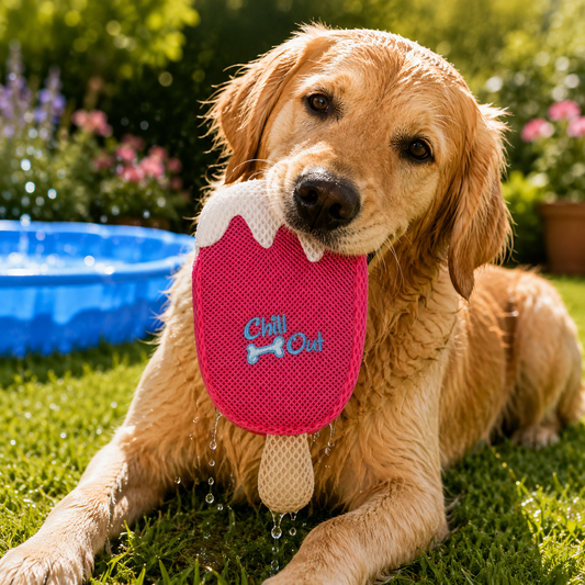 All For Paws Chill Out Strawberry Ice Cream Hydration Cooling Summer Dog Toy