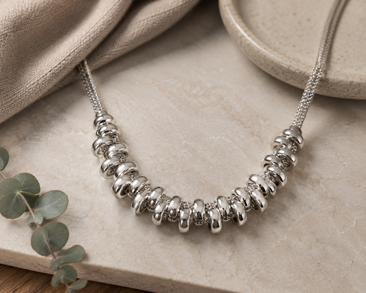 Silver Circles Fashion Necklace