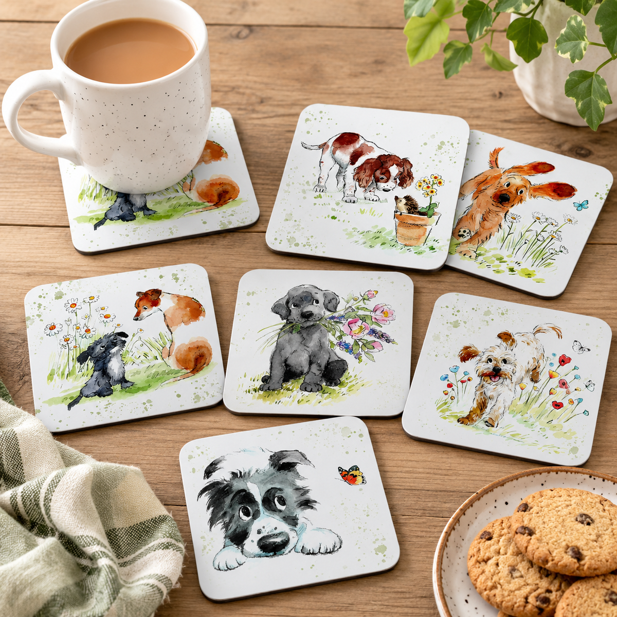 Paper Shed Set Of Six Quality Dog Themed Coasters