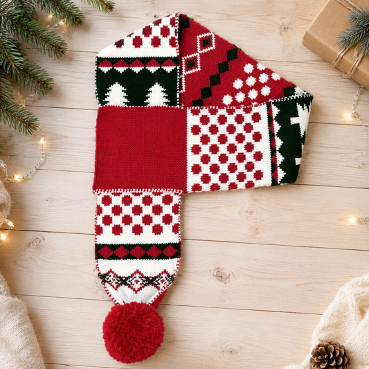 Animate Festive Dog Puppy Snowflakes & Trees Christmas Scarf 40cm