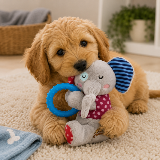 GiGwi Plush Friends Squeaker And Ring Elephant Dog Toy For Puppies And Small Dog