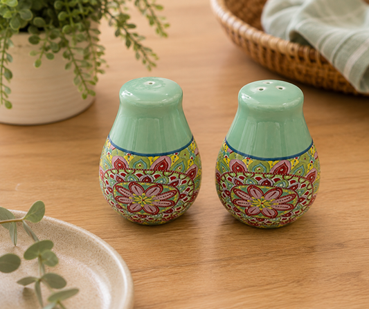 Tuscany Mandala Ceramic Salt & Pepper Shaker Set Pre-order