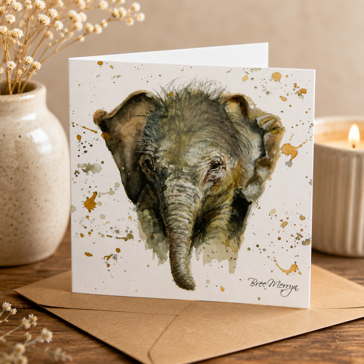 Bree Merryn, Fine Art Elephant Small Card To Post