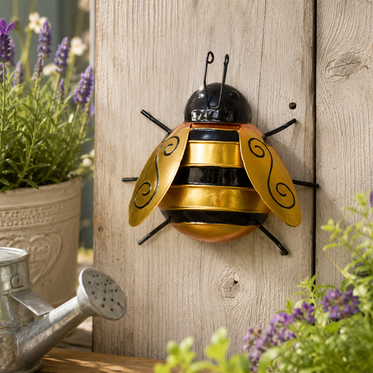Metallic Bee Garden Wall Art Ornament Medium