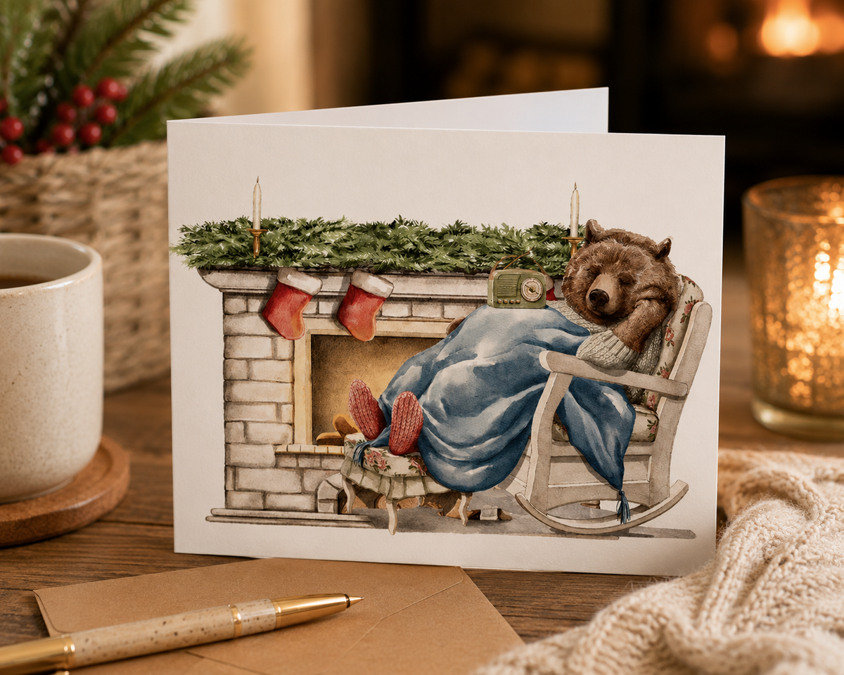 Dog Desk Pyjama Day Deluxe Christmas Card