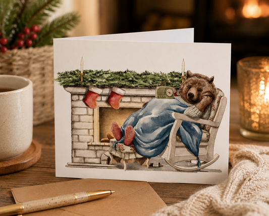 Dog Desk Pyjama Day Deluxe Christmas Card