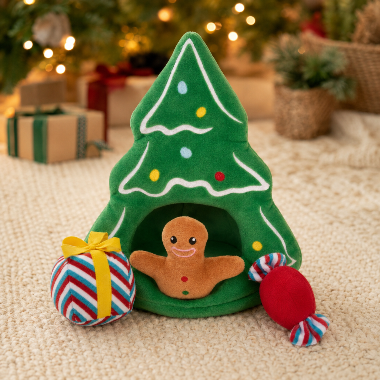 Hide And Seek Santa Christmas Dog Toy
