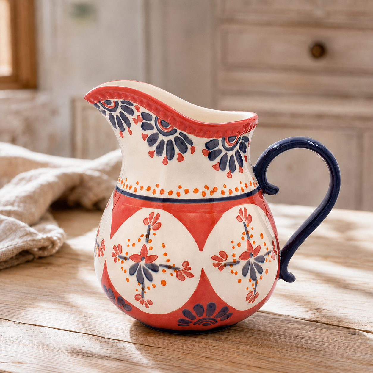 Tuscany Hand-Painted Ceramic Jug