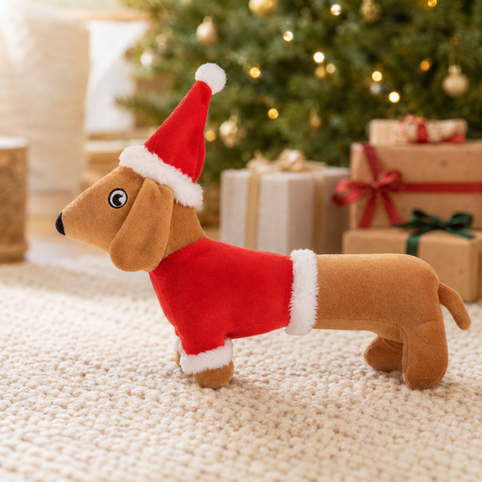 Plush Christmas Dachshund Sausage Dog Squeaker Toy