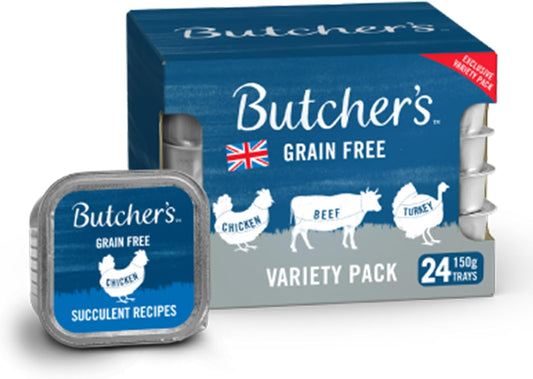 Butcher's Grain Free Adult Wet Dog Food Mixed Variety Pack 24 x 150g Trays