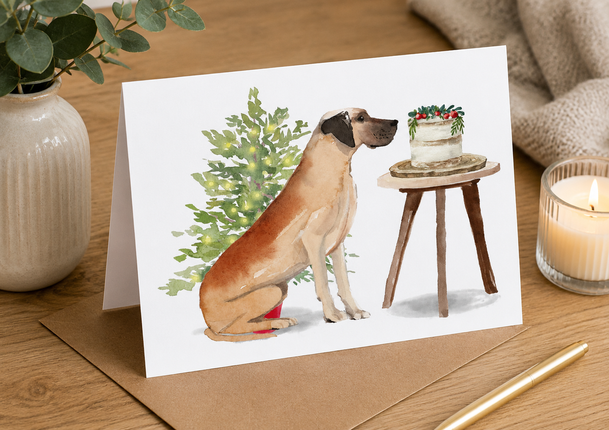 Dog Desk Great Dane Deluxe Christmas Card