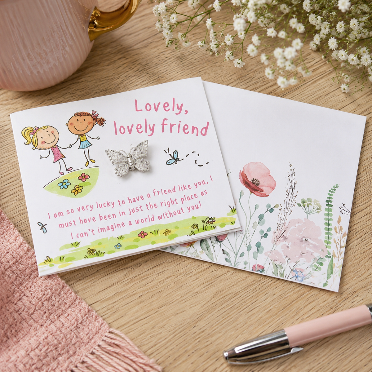 Envelopes Of Love Lovely Friend Butterfly Charm With Card & Envelope