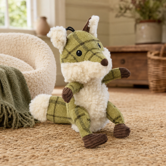 Tweed Plush Fox Dog Toy