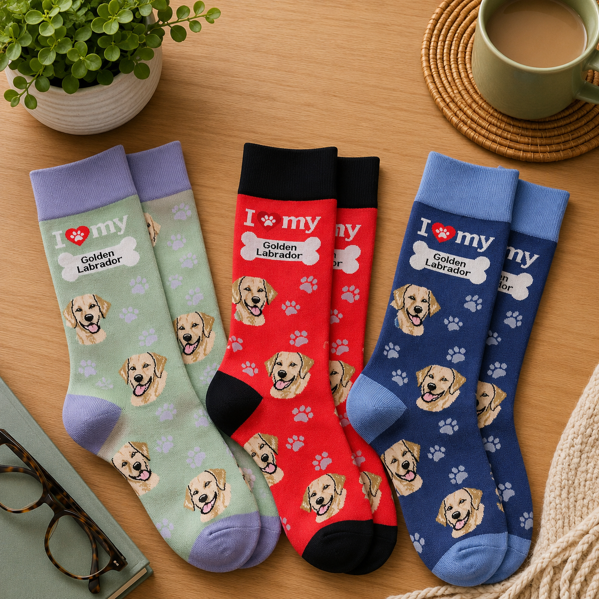 Sock Society Golden Labrador Dog Pattern Socks