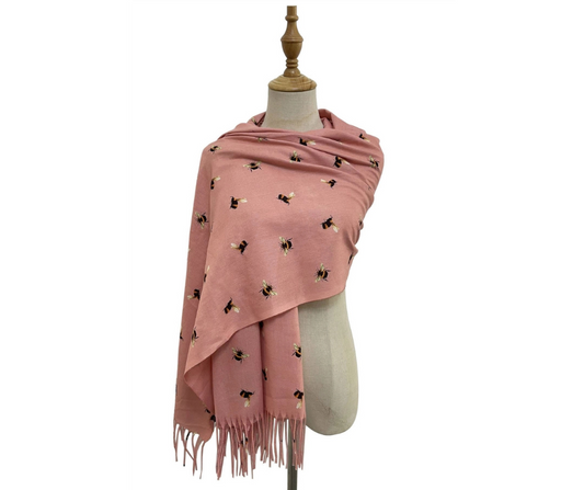 Bumble Bee Print Tassel Scarf