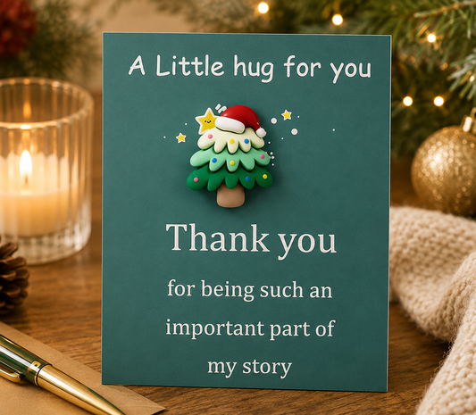 A Little Hug for You – Thank You Card with Cute Father Christmas Charm