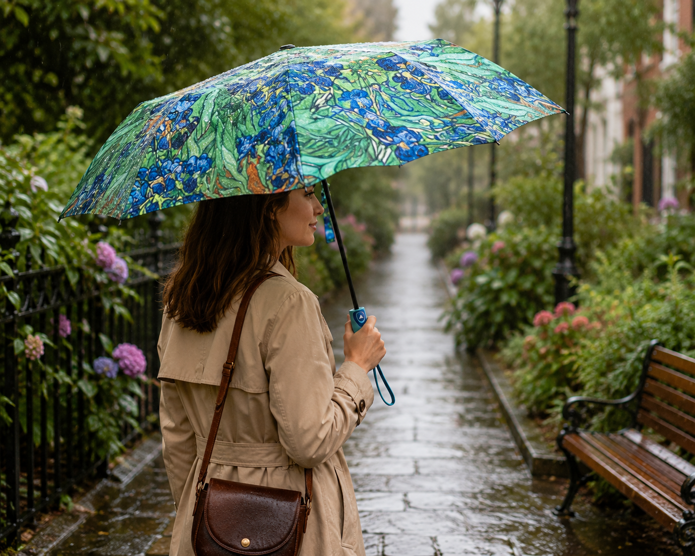 Van Gogh Irises Print Folding Umbrella