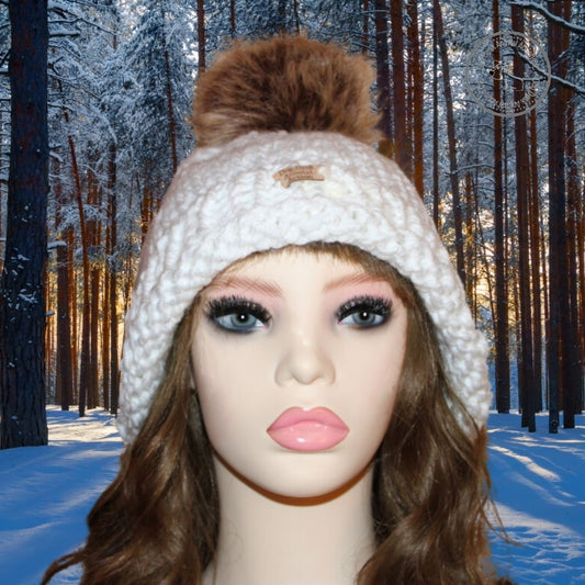 White Dog Desk Knits Bobble Hat