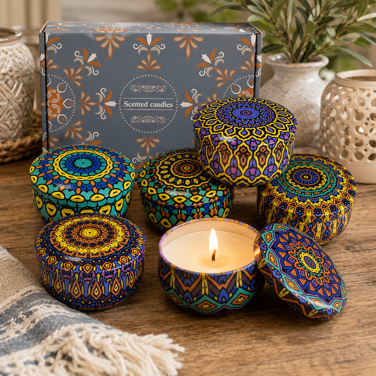 Mediterranean Mandala Scented Soy Candles – Set of 6 Pre-order