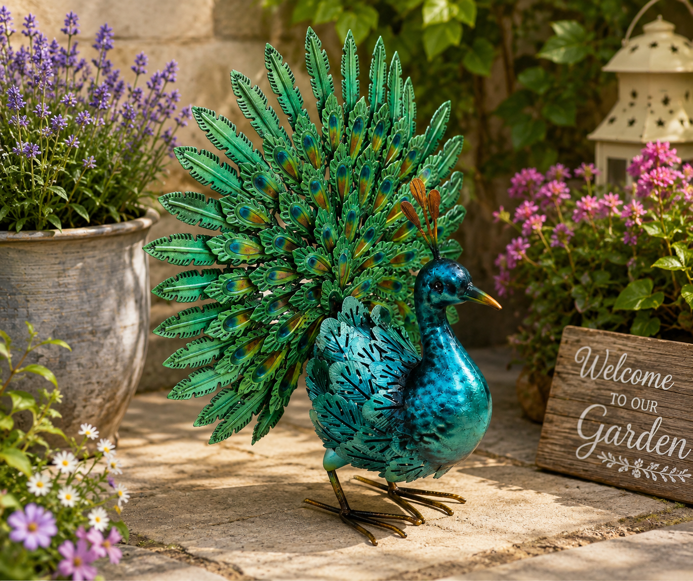 Metal Indoor /Outdoor Peacock Garden Ornament