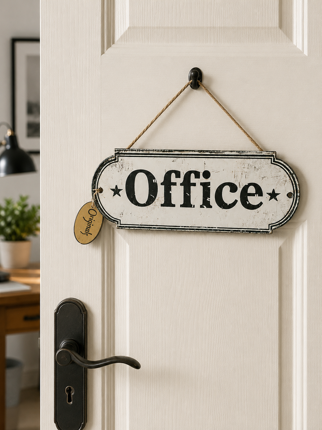 Shabby Distressed Office Door Sign Plaque