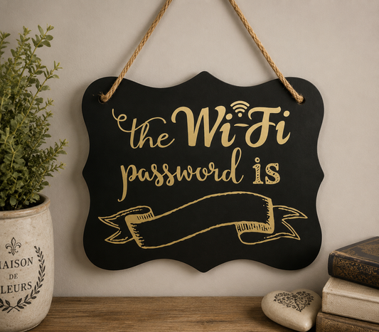 Wifi Password Hanging Sign Plaque With Gold Text Cafe Pub Shop