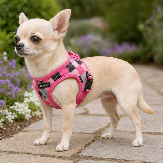 Pink Argyle Dog Harness