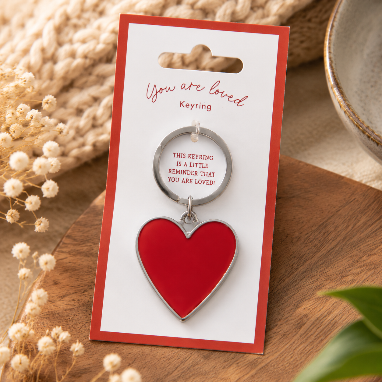 You Are Loved Enamel Heart Keyring