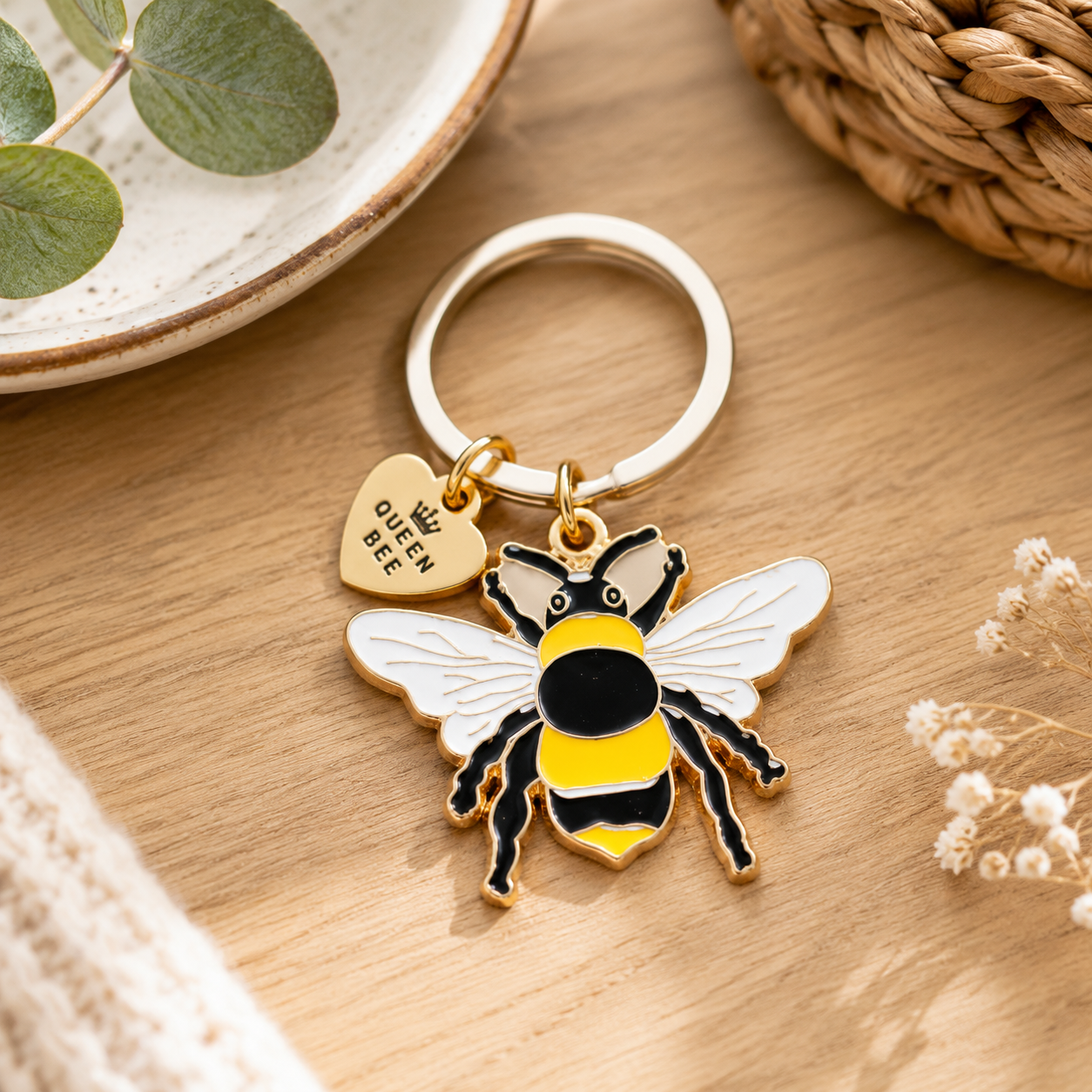 Queen Bee Enamel Keyring
