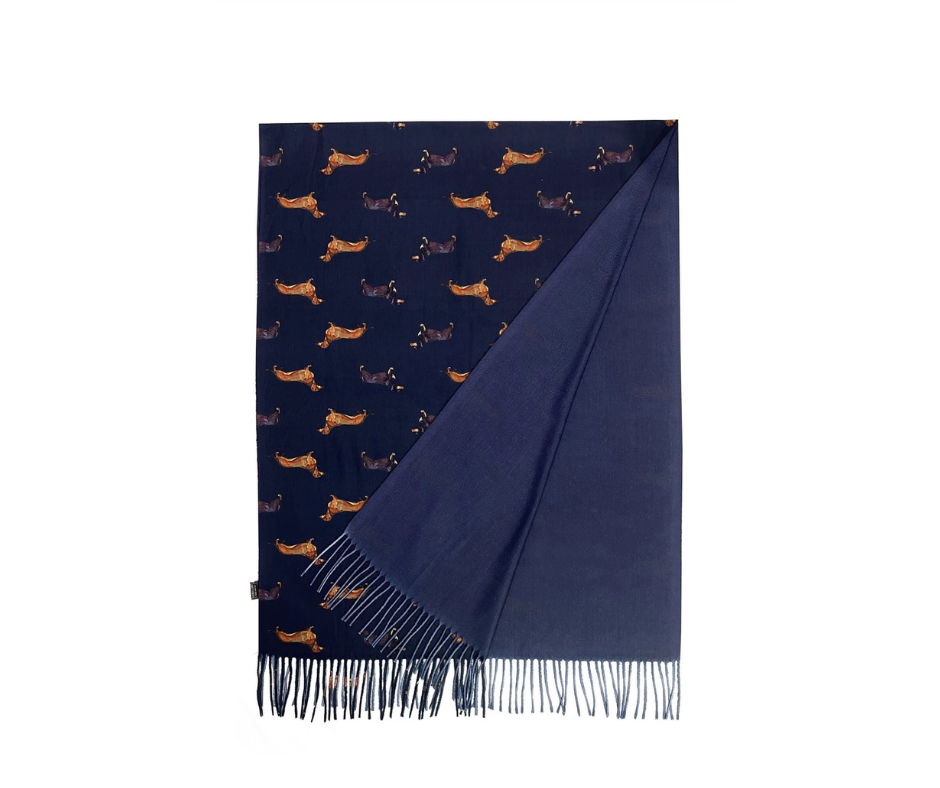 Dachshund Sausage Dog Print Tassel Scarf