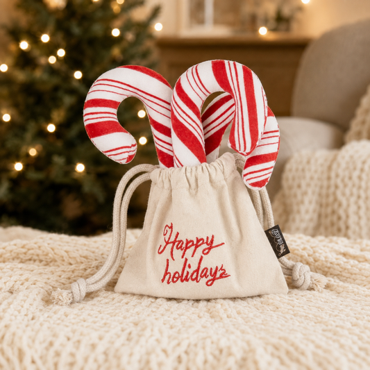 Christmas Candy Canes Plush Dog Toy