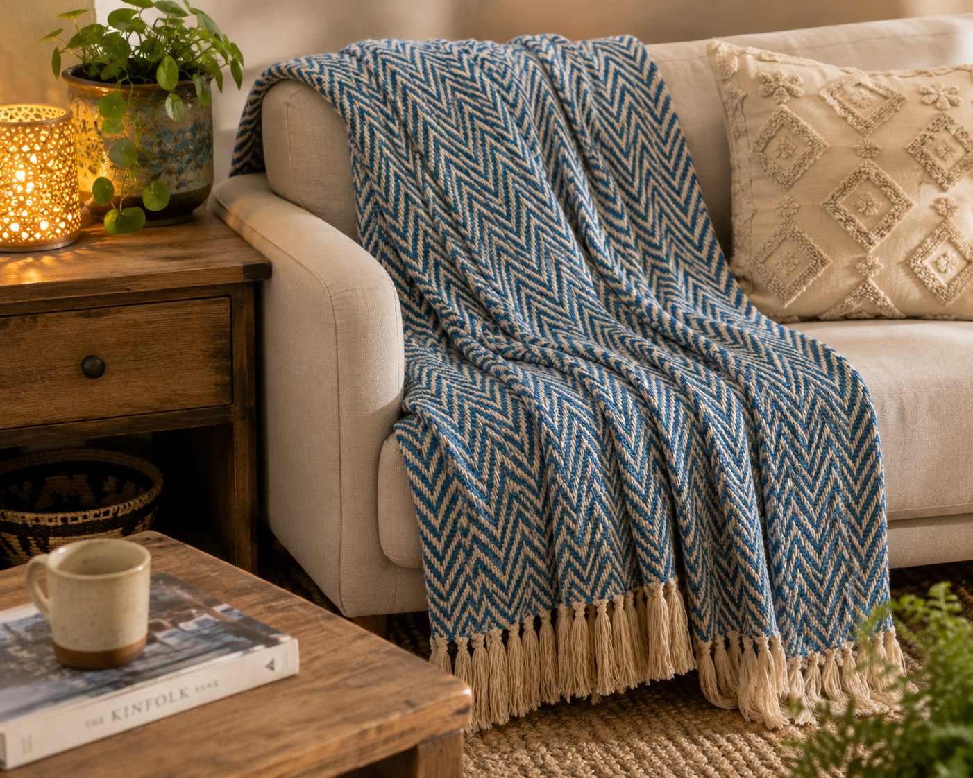 Fair Trade Chevron Soft Recycled Cotton Handloom Throw