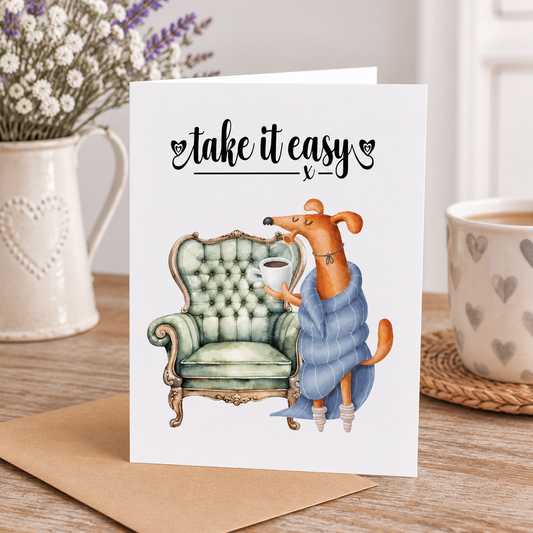 Dog Desk Sighthound Get Well Deluxe Greeting Card