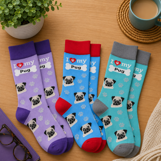 Sock Society Pug Dog Pattern Socks