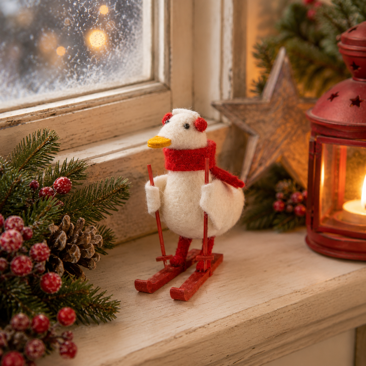 Skiing Goose Felt Decoration