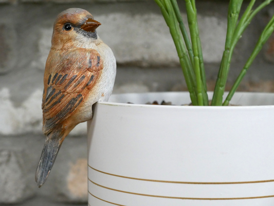 Bird Pot Hanger Perching Garden Sculpture Ornament