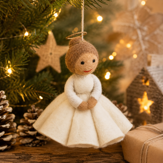 Fair Trade Handmade Felt Fair trade Christmas Angel Hanging Tree Decoration