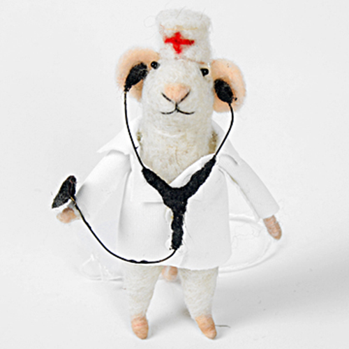 Handmade Felt Medic Mouse Decoration