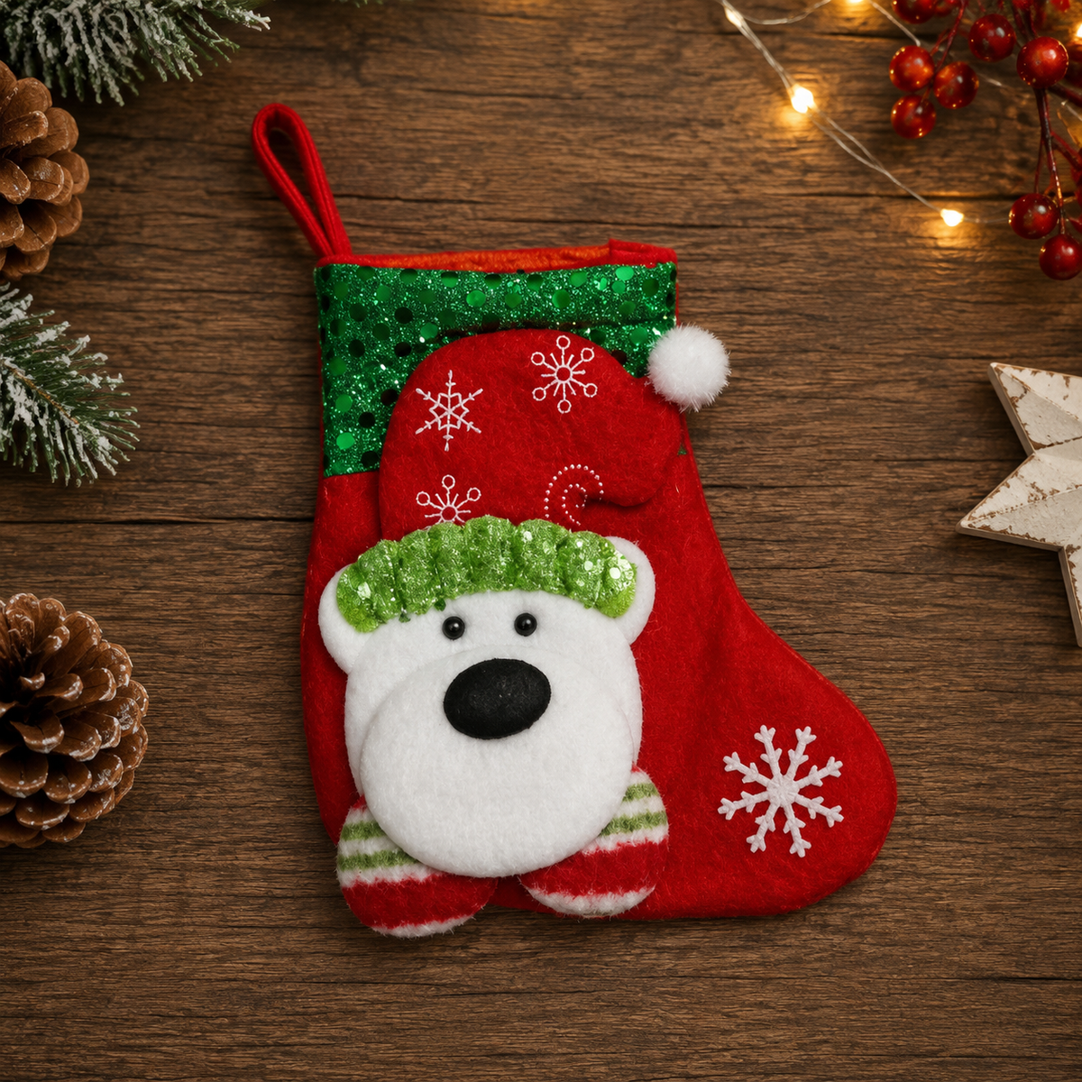 Small Christmas Xmas Stocking Polar Bear