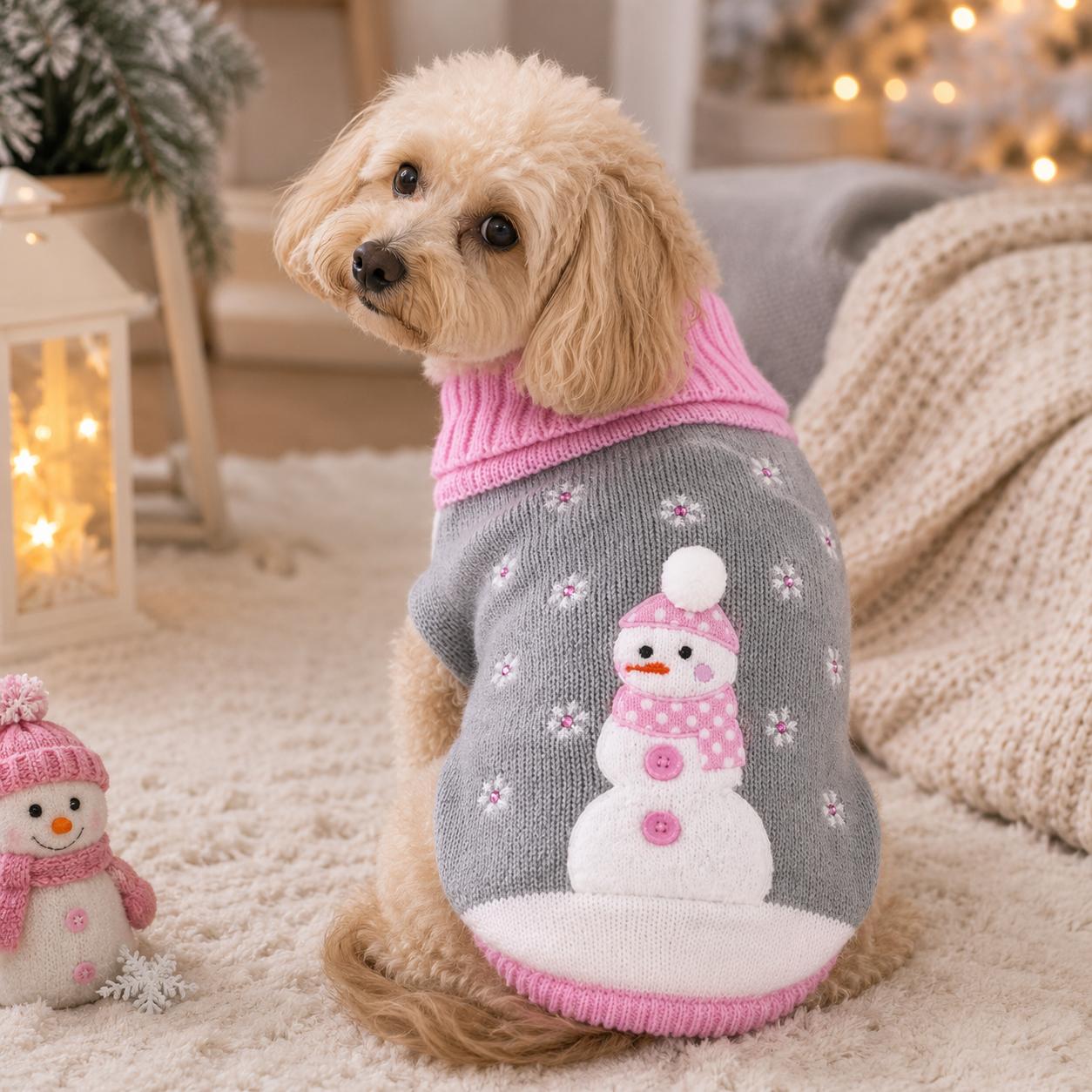 Pet London Crystal Snowflake Snowman Jumper