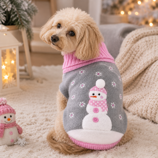 Pet London Crystal Snowflake Snowman Jumper