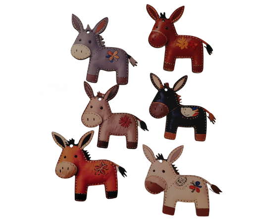Wooden Donkey Christmas Tree Ornaments – Set of 6