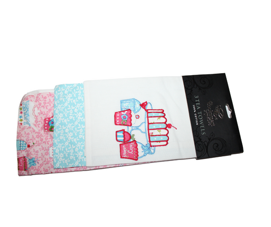 Cooksmart Tea Party Tea Towels Pack Of Three