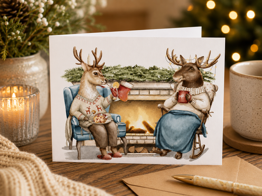 Dog Desk Dog Desk Fireside Chat Deluxe Christmas Card