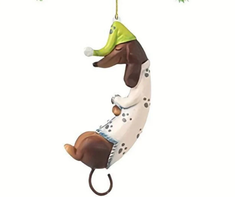 Set Of 3 Dachshund Christmas Tree Hanging Ornaments
